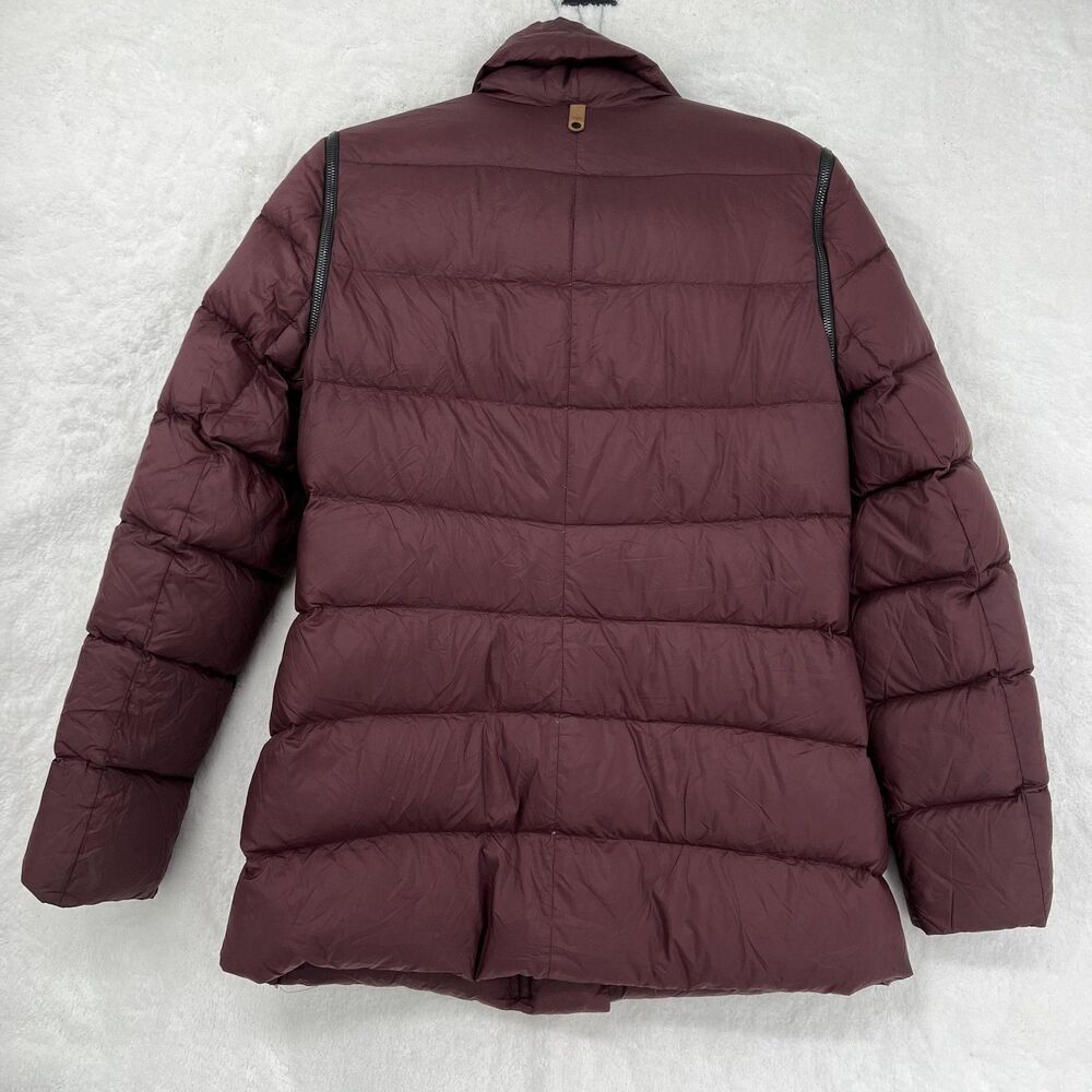 Mackage Down Puffer Coat Womens Large Burgundy Nylon Leather Trim Jacket - Picture 7 of 14